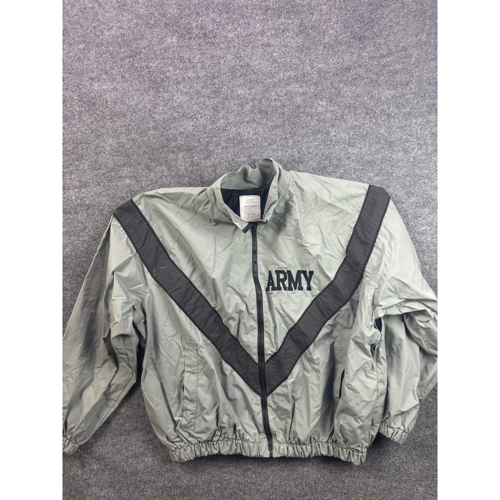 US Army IPFU Jacket Mens Large Short Gray Tactical Training Windbreaker V-Stripe